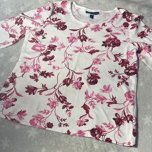 Karen Scott White and Pink Floral Top